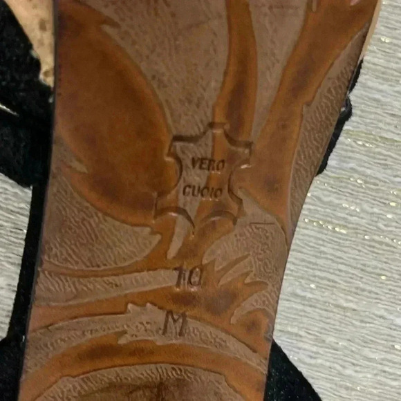 Donald J Pilner Couture Calia Heels Size 10 Black Made In Italy Cork Leather - Picture 8 of 11